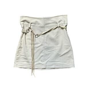 Wrapper Beige Loopless Mini Skirt: 90s, Y2K